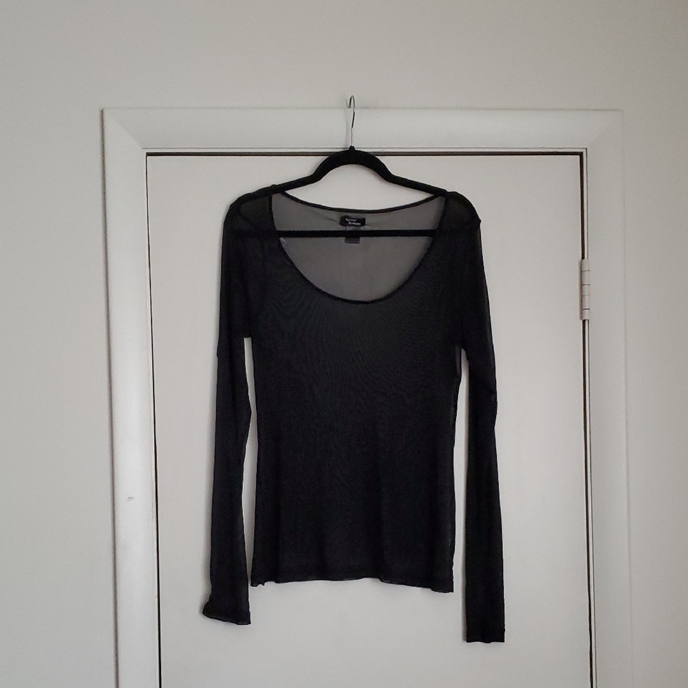 Teenage Runaway  Mesh Black Long Sleeve Top